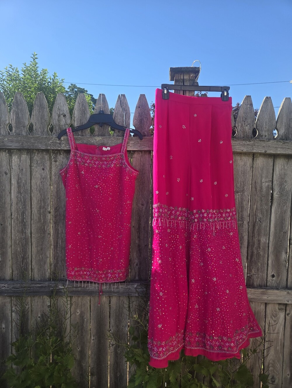 Women's beaded pants outfit